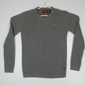 Company 81 Youth Boys Sweater Grey Long Sleeve V-Neck Size XL 100% Cotton